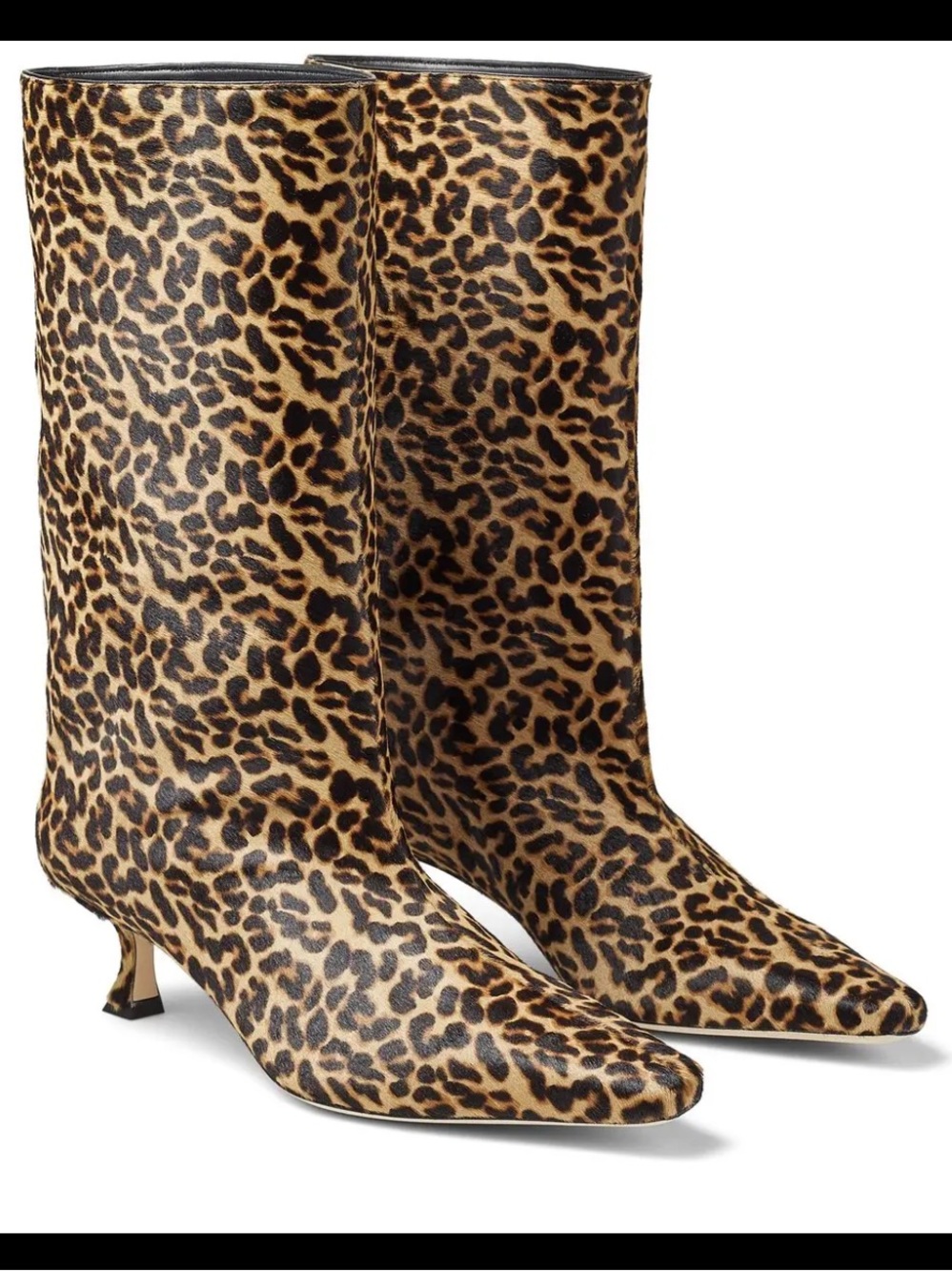 Jimmy Choo Chadee 50 Natural Mix Leopard Print Ponyhair Calf Boots